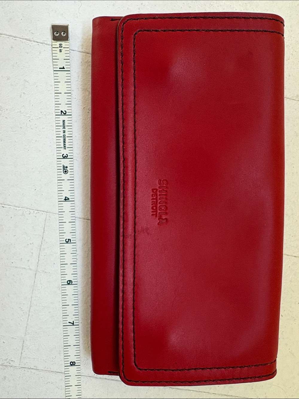 Shinola Red Leather Fold Wallet - Picture 6 of 7